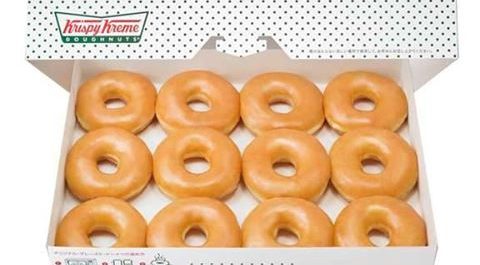 Box of Twelve Krispy Kreme original donuts in their box