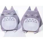 Two grey origami cat looking characters