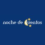 The words Noche de Cuentos on a dark blue background