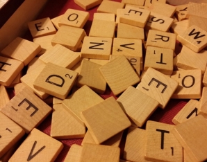 Pile of scrabble tiles