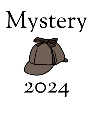 A brown deerstalker hat between the words Mystery and 2024